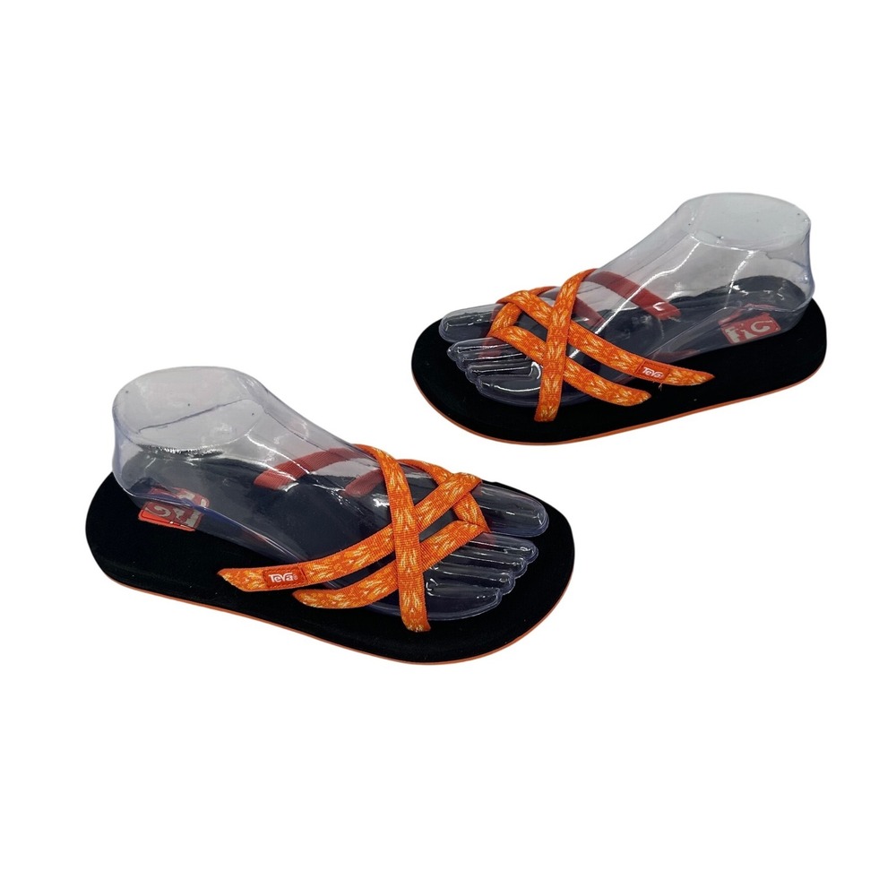 Teva Mush Sandals Womens 7 Orange Strappy Crisscross Flip Flops 6840